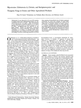 Mycotoxins (Ochratoxin A, Citrinin, and Sterigmatocystin ) and Toxigenic Fungi in Grains and Other Agricultural Products