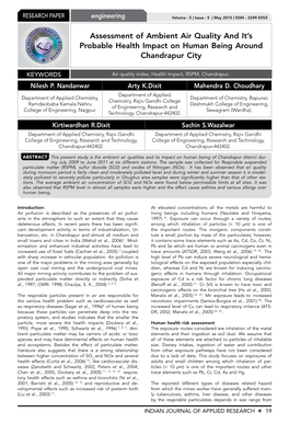 Assessment of Ambient Air Quality and It's Probable Health Impact On