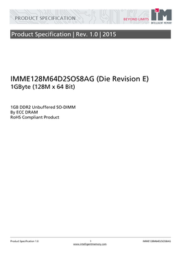 IMME128M64D2SOS8AG (Die Revision E) 1Gbyte (128M X 64 Bit)