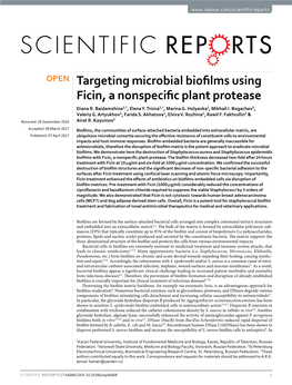 Targeting Microbial Biofilms Using Ficin, a Nonspecific Plant Protease Diana R