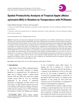 Malus Sylvestris Mill) in Relation to Temperature with Pcraster