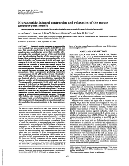 Neuropeptide-Induced Contraction and Relaxation of the Mouse