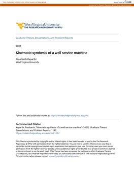 Kinematic Synthesis of a Well Service Machine