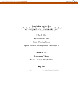 Stars, Stripes, and Sacrifice: a Wartime Familial Experience of Hope, Loss, and Grief, and the Journey Home of an American Bomber Crew