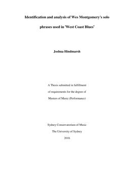 Identification and Analysis of Wes Montgomery's Solo Phrases Used in 'West Coast Blues'