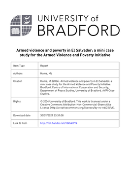 Armed Violence & Poverty Case Studies