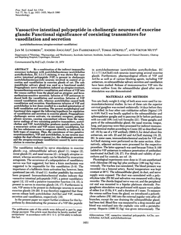 Vasoactive Intestinal Polypeptide in Cholinergic Neurons of Exocrine