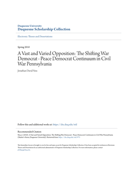 Peace Democrat Continuum in Civil War Pennsylvania Jonathan David Neu