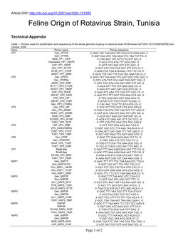 Feline Origin of Rotavirus Strain, Tunisia