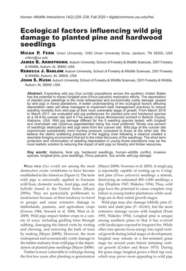 Ecological Factors Influencing Wild Pig Damage to Planted Pine and Hardwood Seedlings Micah P