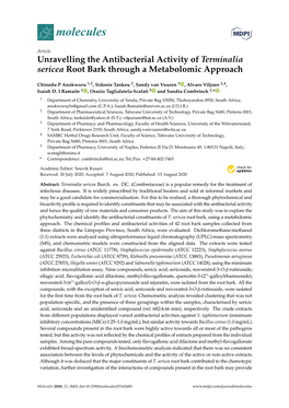 Unravelling the Antibacterial Activity of Terminalia Sericea Root Bark Through a Metabolomic Approach