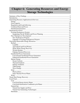 Chapter 6: Generating Resources and Energy Storage Technologies