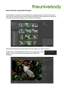 Raw Work-Flow Using Rawtherapee