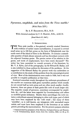 Pyroxenes, Amphibole, and Mica from the Tiree Marble. 1 (With Plate XIV.)