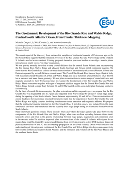 The Geodynamic Development of the Rio Grande Rise and Walvis Ridge, Central South Atlantic Ocean, from Crustal Thickness Mapping