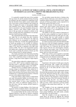 CHEMICAL ACTIVITY of NOBLE GASES Kr and Xe and ITS IMPACT on FISSION GAS ACCUMULATION in the IRRADIATED UO2 FUEL M