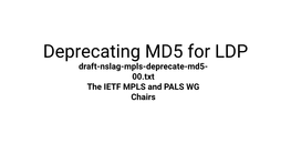 Whither Deprecating TCP-MD5? a Light Dose of Reality Vs