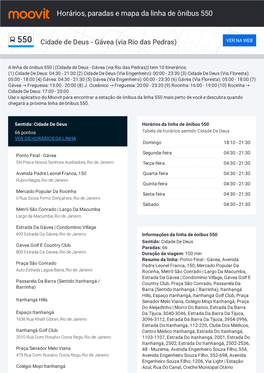 Horários, Paradas E Mapa Da Linha De Ônibus 550