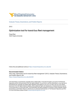 Optimization Tool for Transit Bus Fleet Management