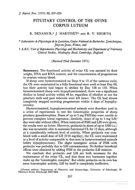 PITUITARY CONTROL of the OVINE CORPUS LUTEUM Jouy-En