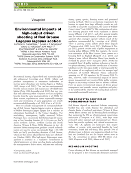 Environmental Impacts of High-Output Driven Shooting of Red Grouse