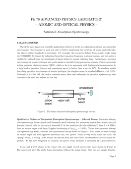 Saturated Absorption Spectroscopy