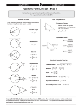 Geometry Formula Sheet ─ Page 1
