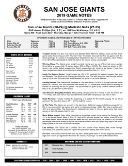 2019 Game Notes