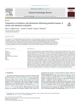 Trajectories of Resilience and Dysfunction Following Potential Trauma: a T Review and Statistical Evaluation ⁎ Isaac R