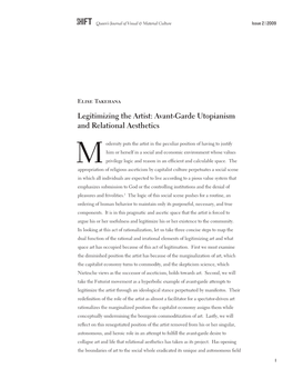 Legitimizing the Artist: Avant-Garde Utopianism and Relational Aesthetics