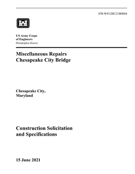 Miscellaneous Repairs Chesapeake City Bridge Construction Solicitation