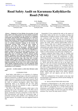 Road Safety Audit on Karamana Kaliyikkavila Road (NH 66)