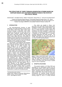 The Structure of Three Tornado-Generating Storms Based on Doppler Radar and Lightning Observations in the State of São Paulo, Brazil