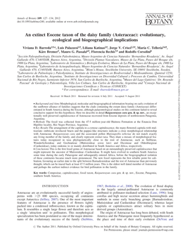 An Extinct Eocene Taxon of the Daisy Family (Asteraceae): Evolutionary, Ecological and Biogeographical Implications