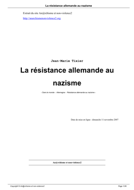 La Résistance Allemande Au Nazisme