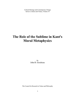 The Role of the Sublime in Kant's Moral Metaphysics