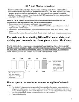 Kill-A-Watt Monitor Instructions