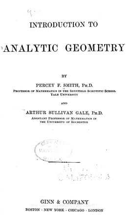 Analytic Geometry