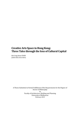 Creative Arts Space in Hong Kong: Three Tales Through the Lens of Cultural Capital
