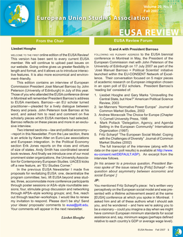 From the Chair EUSA Review Forum