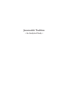 Janamsakhi Tradition – an Analytical Study –