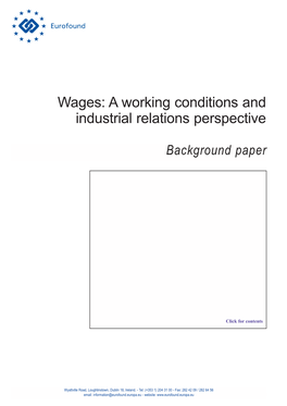 Wages: a Working Conditions and Industrial Relations Perspective