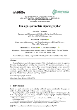 On Sign-Symmetric Signed Graphs∗
