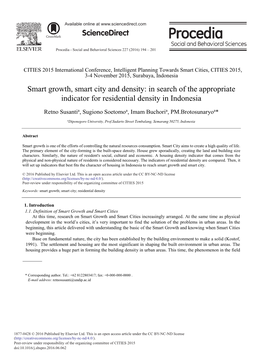 Smart Growth, Smart City and Density: in Search of the Appropriate Indicator for Residential Density in Indonesia