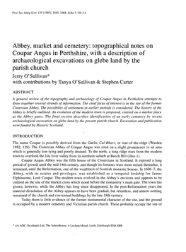 Topographical Notes on Coupar Angus in Perthshire, with a Description of Archaeological Excavations