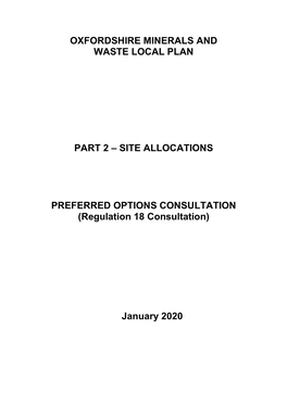 Oxfordshire Minerals and Waste Local Plan: Part 2 Site Allocations