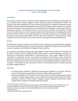 Common Principles for Climate Mitigation Finance Tracking Version 2 – 15Th June 2015