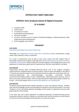 Epitech Fact Sheet 2020-2021