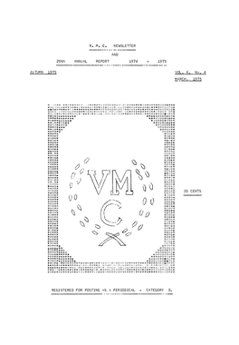 VICTORIAN MARATHON CLUB NEWSLETTER 15 PUBLISHED for the INFORMATION of MEMBERS of the VMC &, OTHER PEOPLE INTERESTED in DISTANCE RUNNING and ATHLETICS in Gl'm-F.Ni