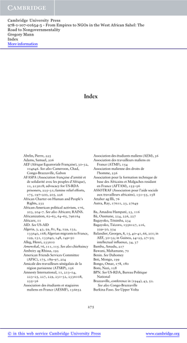 From Empires to Ngos in the West African Sahel: the Road to Nongovernmentality Gregory Mann Index More Information